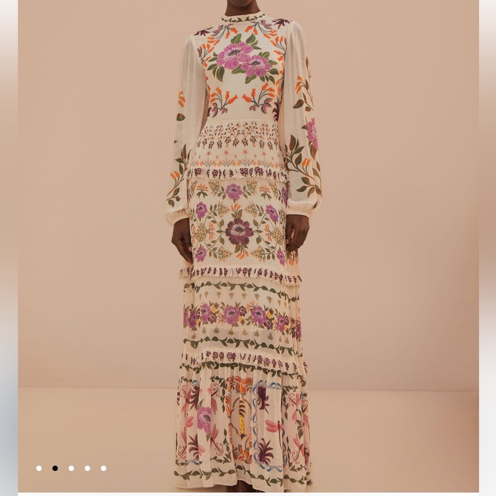 FARM Rio ‼️ Cream Winter Garden Ruffle
Maxi Dress - Picture 4 of 12